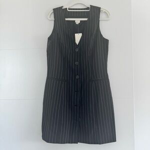 Black Pinstripe Sleeveless Dress